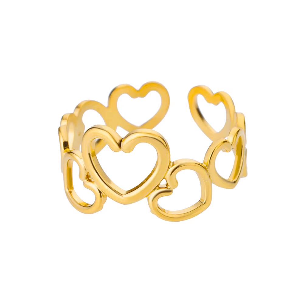 Stainless Steel Rings for Women Gold Color Couple Heart Ring 2023 Trend New in Wedding Aesthetic Luxury Jewelry Anillos Mujer