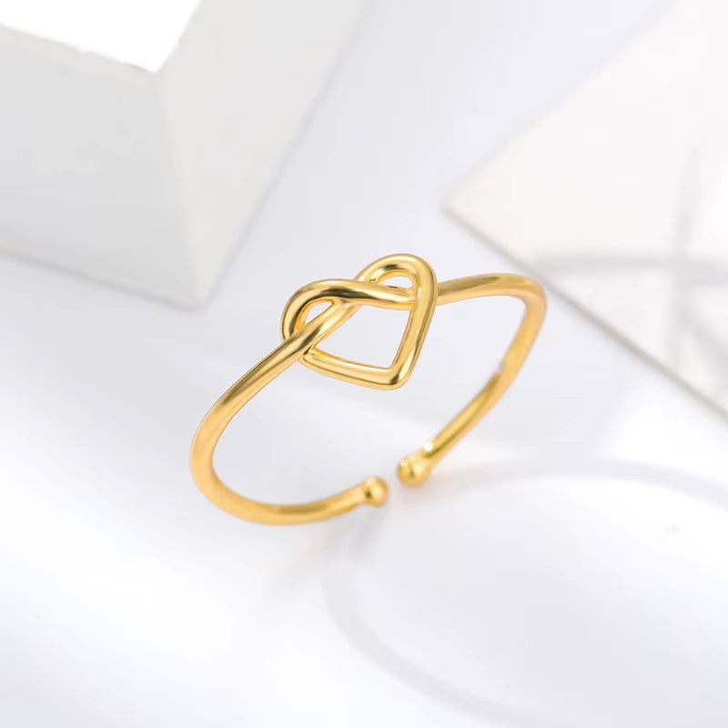 Stainless Steel Rings for Women Gold Color Couple Heart Ring 2023 Trend New in Wedding Aesthetic Luxury Jewelry Anillos Mujer